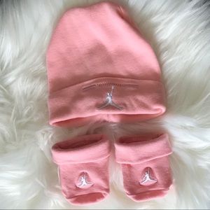 Jordan Orange Beanie and Bootie Set, 0-6 M